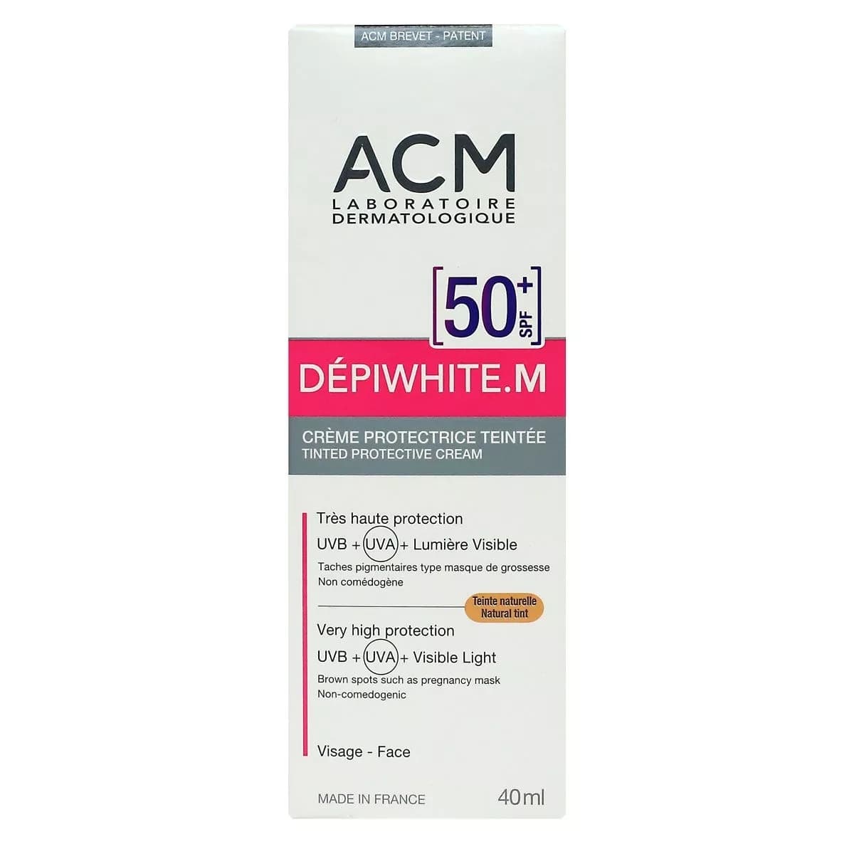 کرم ضدآفتاب ضدلک رنگی ای سی ام مدل دپی وایت ACM Laboratoire Dépiwhite.M Protective Cream SPF50+ 40ml — تصویر ۳