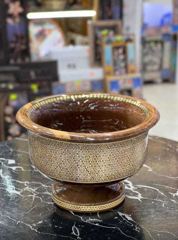کاسه خاتم کاری چوب گردو