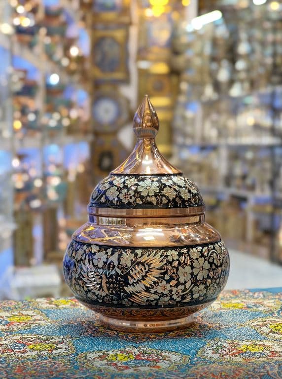 قندان بدون پایه الماس تراش نقره کوب — تصویر ۲