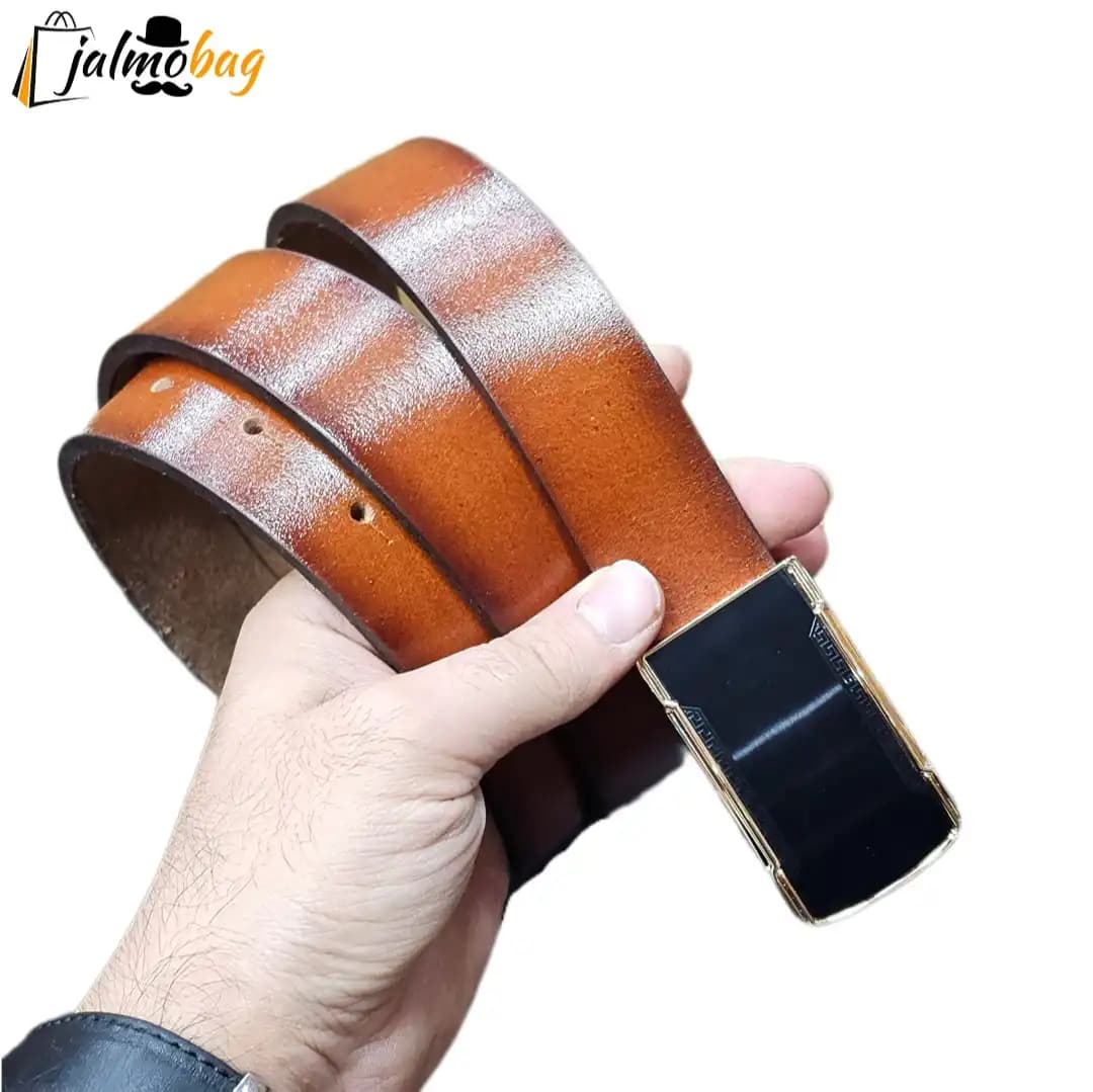 کمربند چرم طبیعی سگک ساده ۳.۵ سانت کد 7028