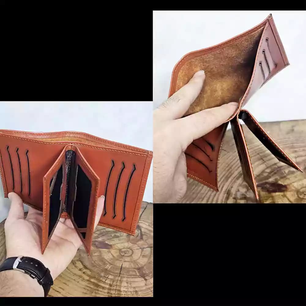 کیف پول دو برگ چرم اصل (گاوی) کد ۳۰۷۰ — تصویر ۱۲