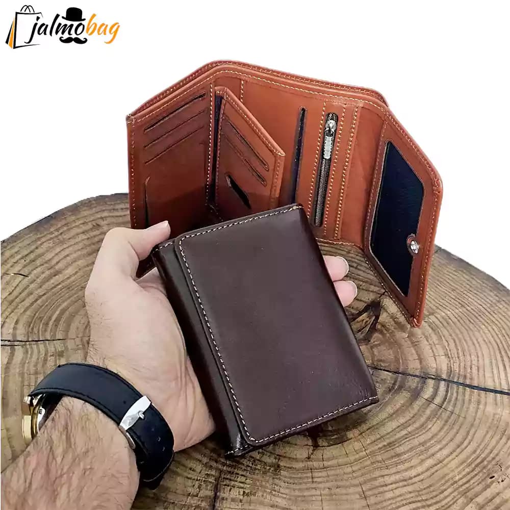 کیف پول سه لت چرم اصل (گاوی) کد ۳۰۶۸ — تصویر ۲
