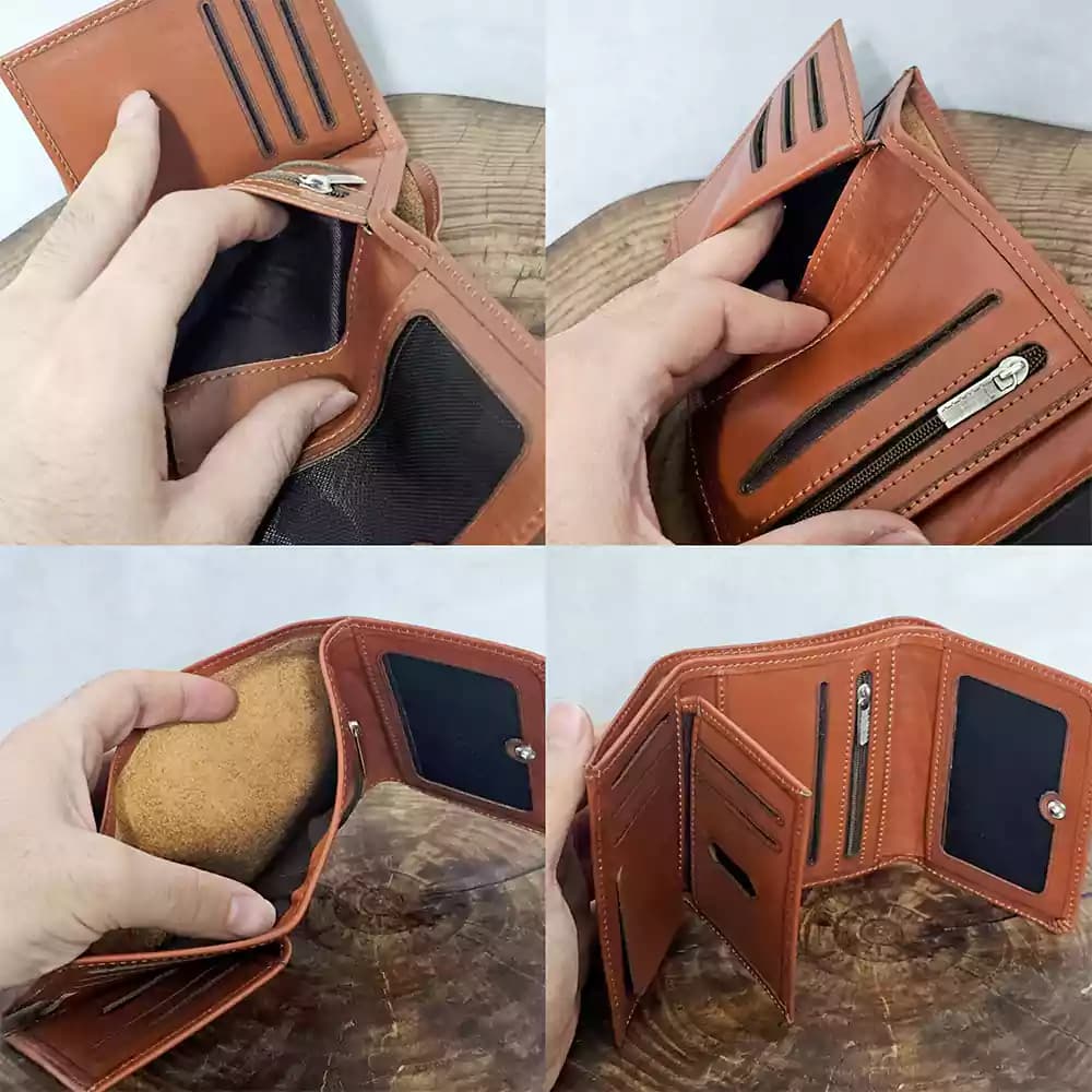 کیف پول سه لت چرم اصل (گاوی) کد ۳۰۶۸ — تصویر ۸