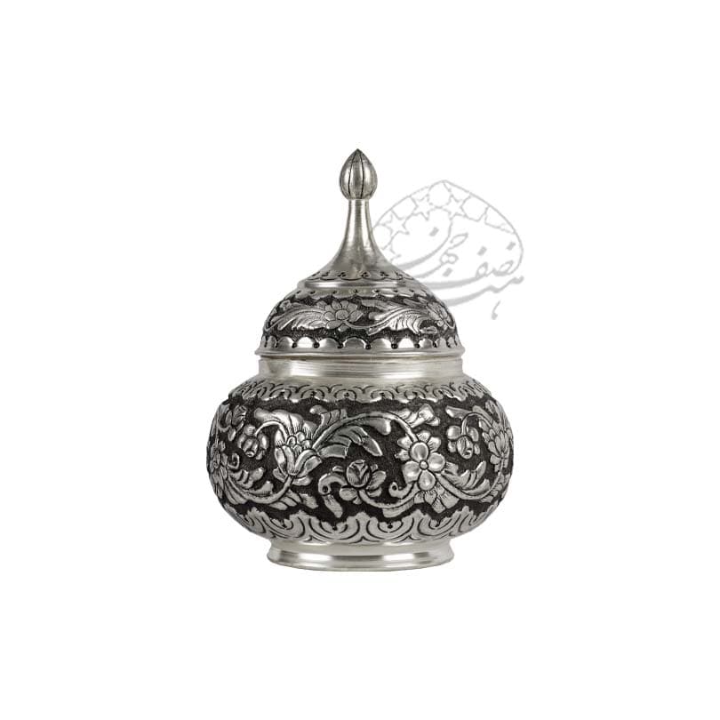 قندان گل برجسته روکش نقره اعلا