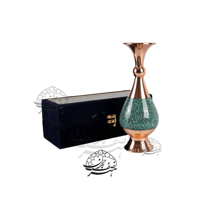 گلدان فیروزه کوبی داخل جعبه جیر