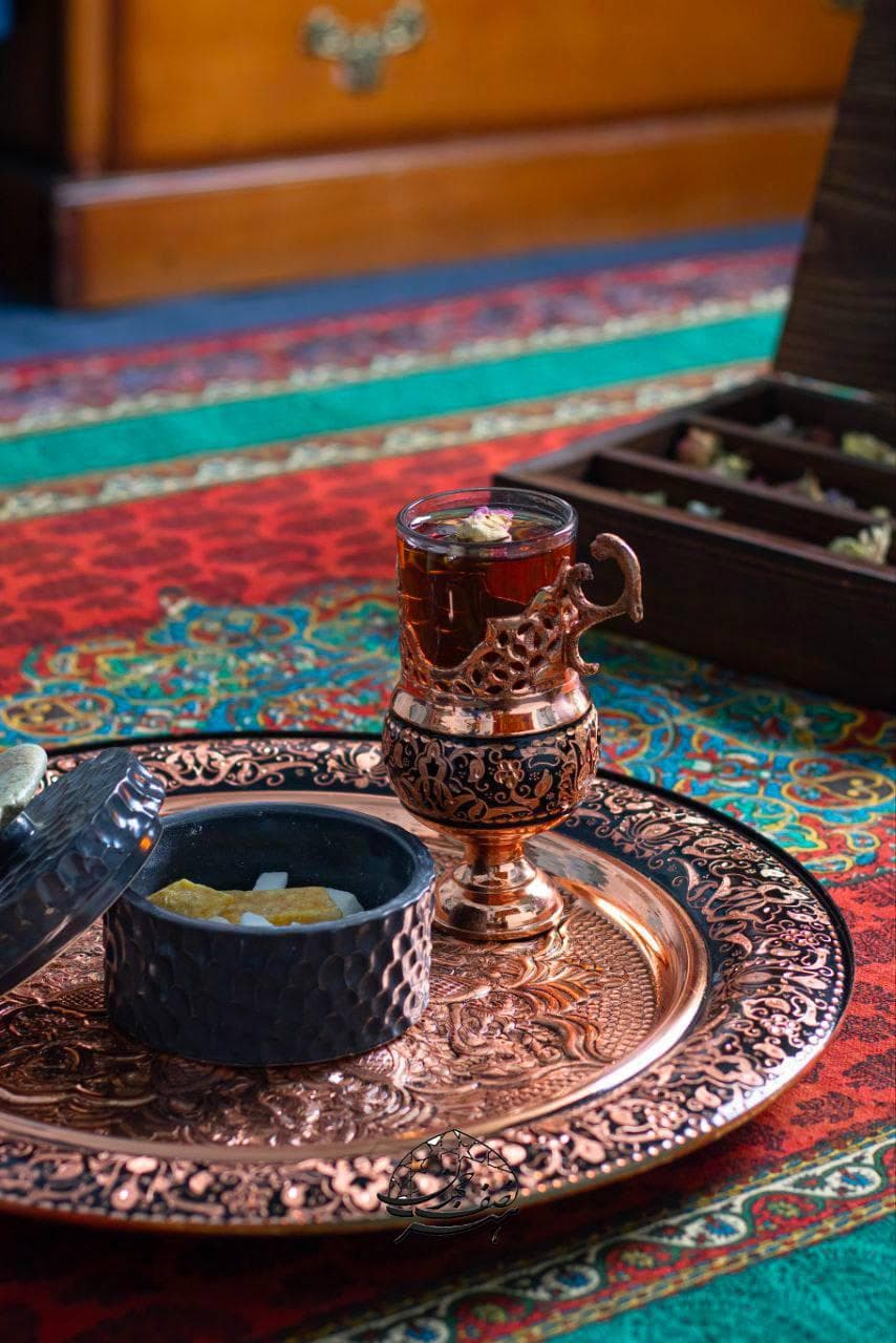 گالش چایخوری حکاکی روی مس — تصویر ۲