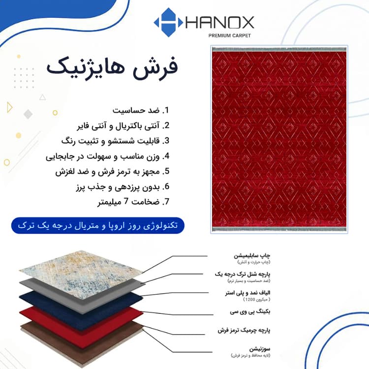 40% تخفیف فرش 1.5 و 2 متری مراکشی هانوکس کد MHX.008.1 — تصویر ۷