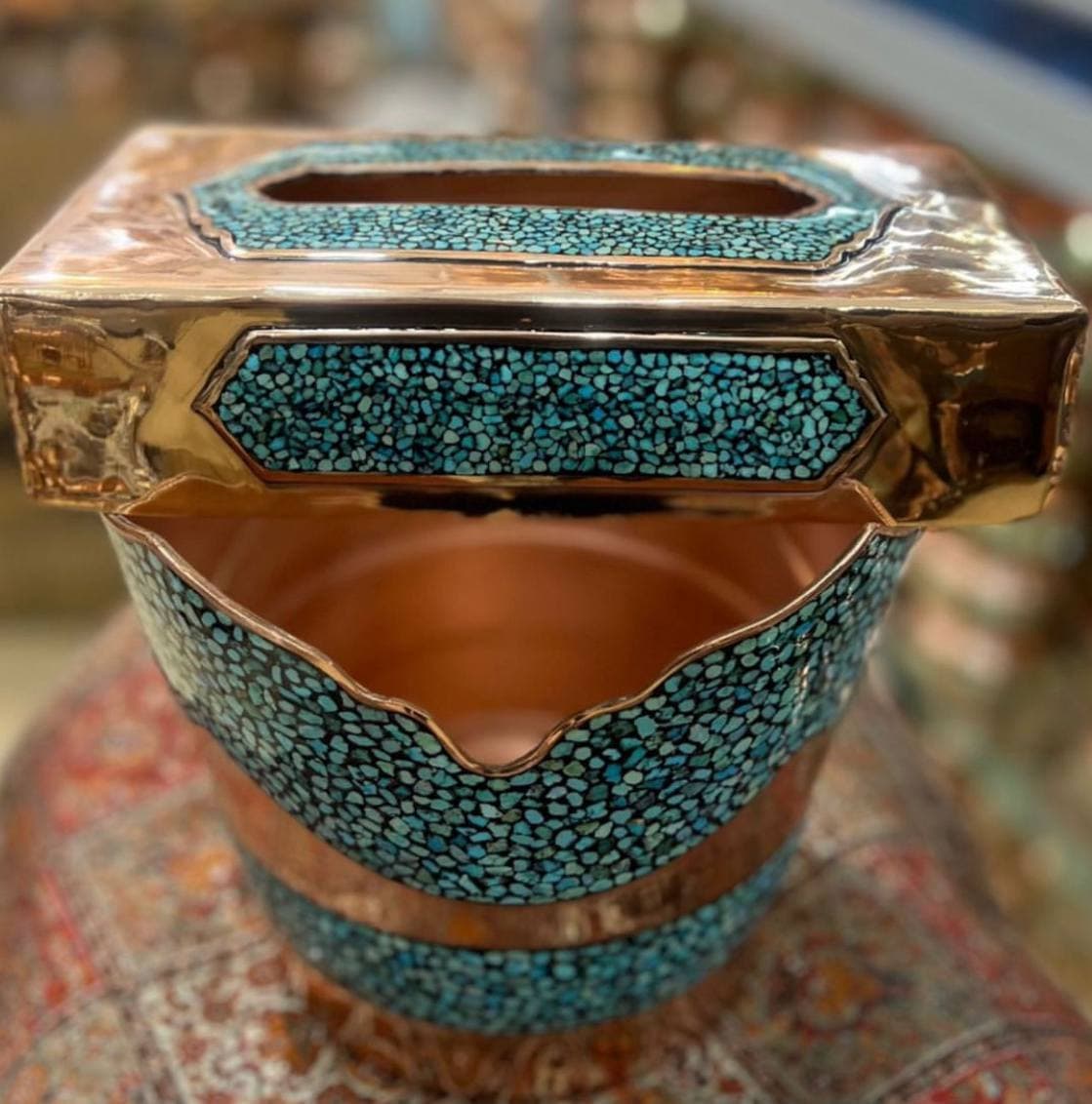 ست سطل و جادستمال کاغذی فیروزه کوب همراه با گارانتی رنگ ۱۰ ساله