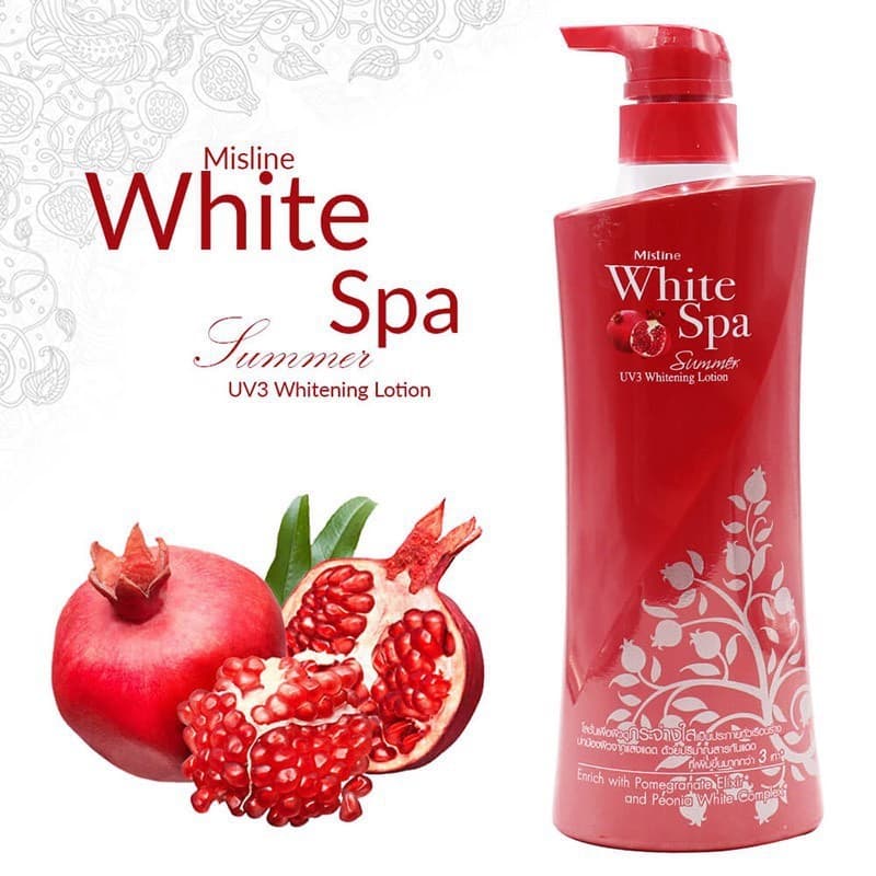 لوسیون انار روشن کننده وایت اسپا mistine white spa summer UV3 whitening lotion 400ml — تصویر ۵