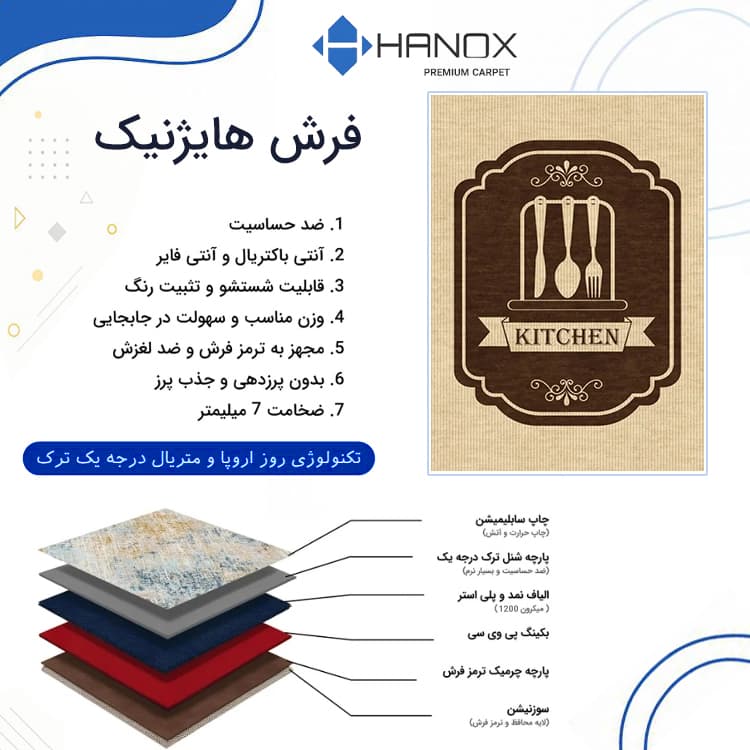 فرش ماشینی آشپزخانه هانوکس طرح کیچن کد AHC-1612-1 — تصویر ۱۲