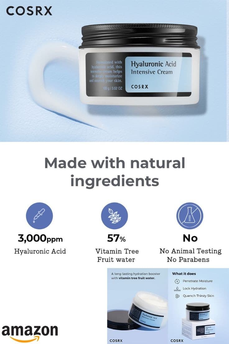کرم آبرسان هیالورونیک اسید کوزارکس کوزارکس cosrx hyaluronic acid intensive cream — تصویر ۳