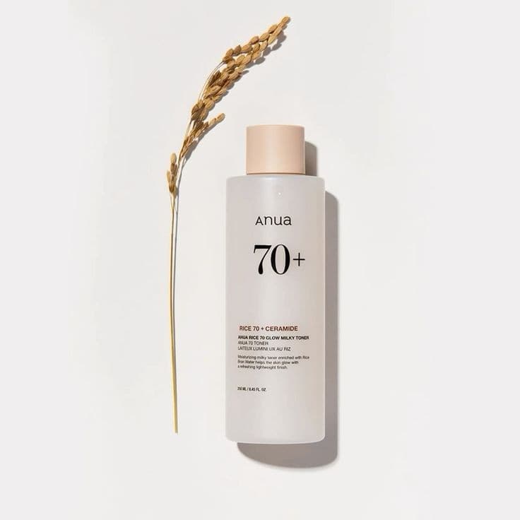 تونر آبرسان و روشن کننده برنج و سرامید آنوا Anua Rice 70 + ceramid Glow Milky Toner — تصویر ۳