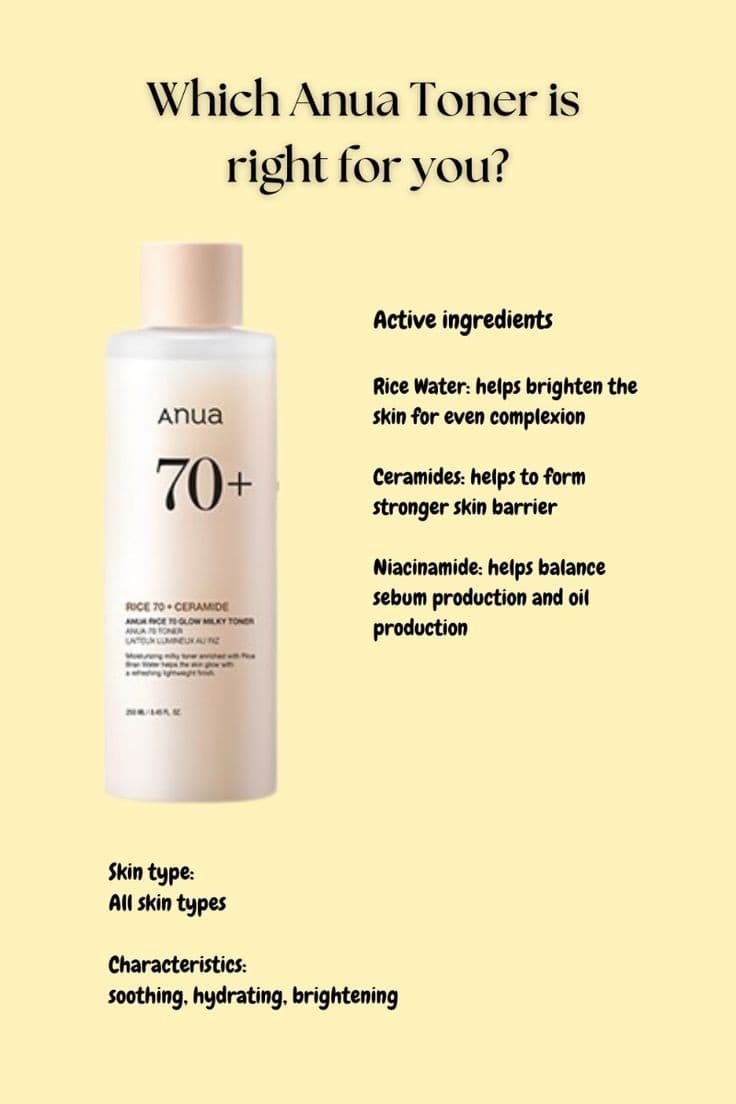 تونر آبرسان و روشن کننده برنج و سرامید آنوا Anua Rice 70 + ceramid Glow Milky Toner — تصویر ۵