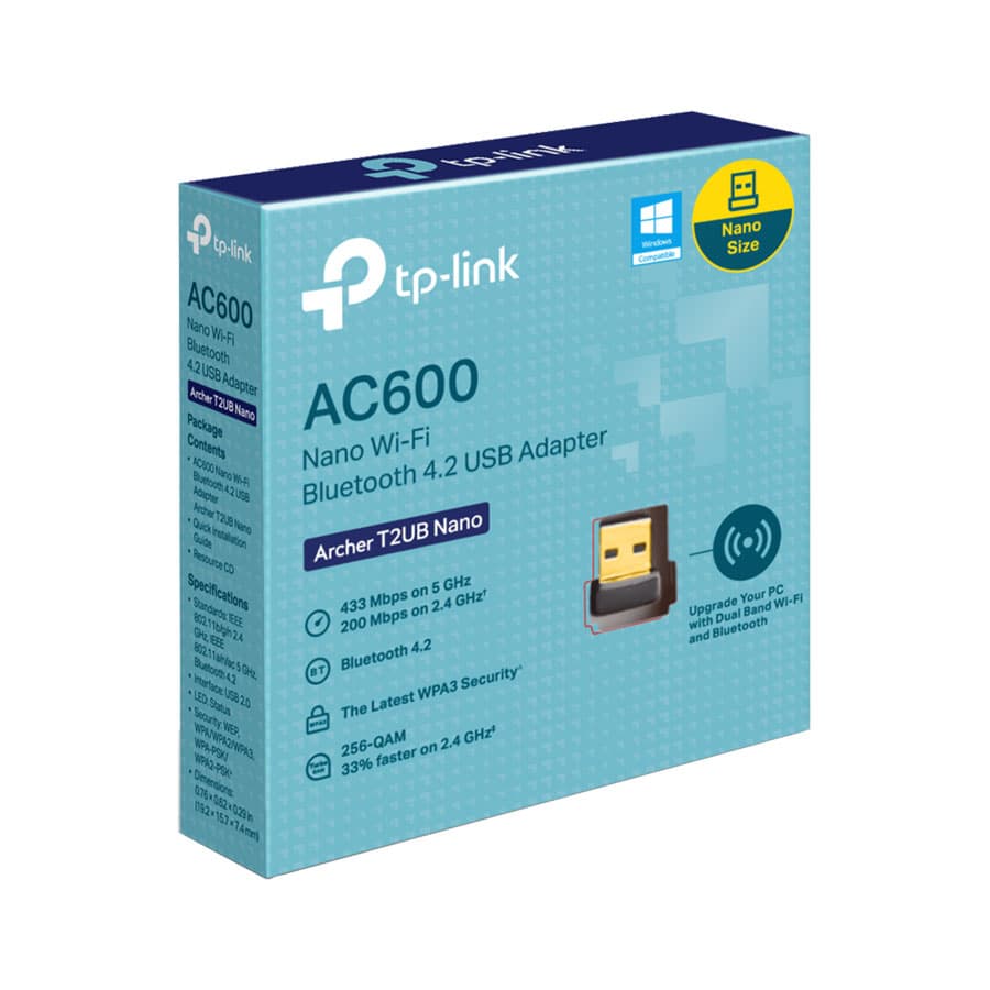 کارت شبکه بی‌سیم دوبانده AC600 به همراه بلوتوث تی‌ پی لینک مدل Archer T2UB Nano — تصویر ۳