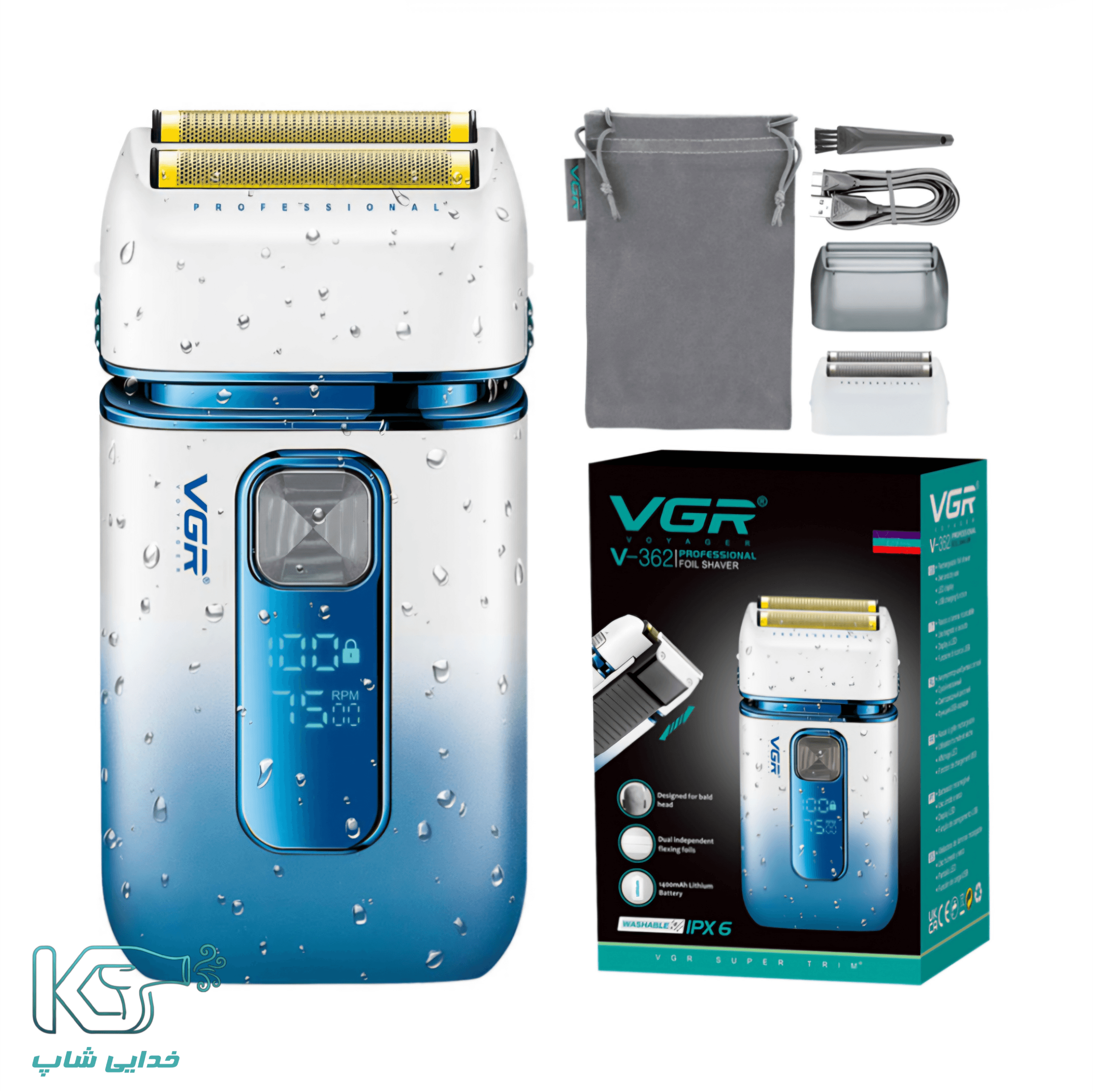 ماشین اصلاح وی جی آر مدل V-362 با تیغه تیتانیوم و ضد آب — تصویر ۹