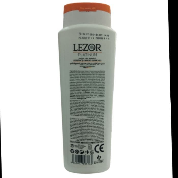 شامپو لزور حاوی کراتین و پروتئین هیدرولیز شده جوانه گندم LEZOR حجم ۴۰۰ میل — تصویر ۳