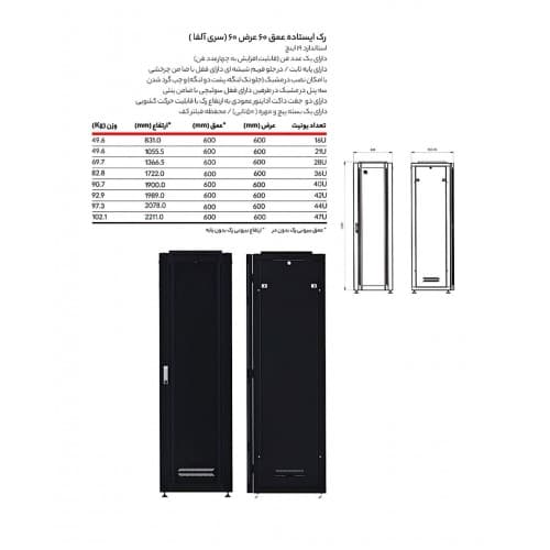 رک ایستاده 16یونیت عمق 60 پایا - Rack 16 Unit *60 Paya