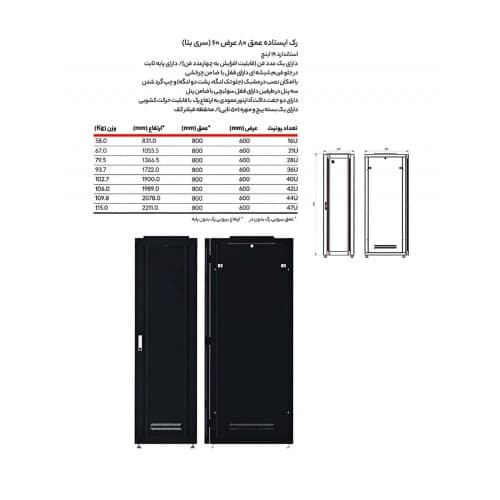 رک ایستاده 42 یونیت عمق 80 پایا- Rack 42 Unit *80 - Paya — تصویر ۶