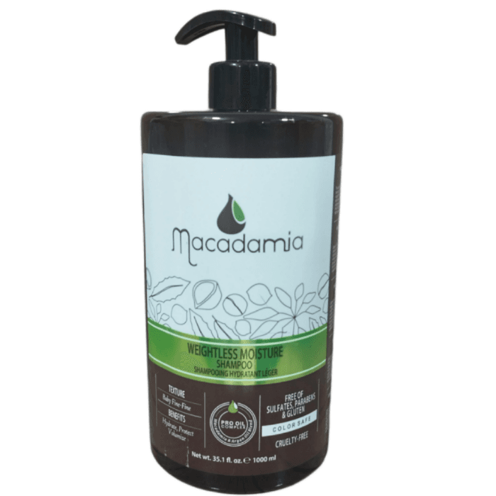 شامپو موی کراتین ماکادامیا macadamia weightless moisture shampoo حجم 1000 میل — تصویر ۲