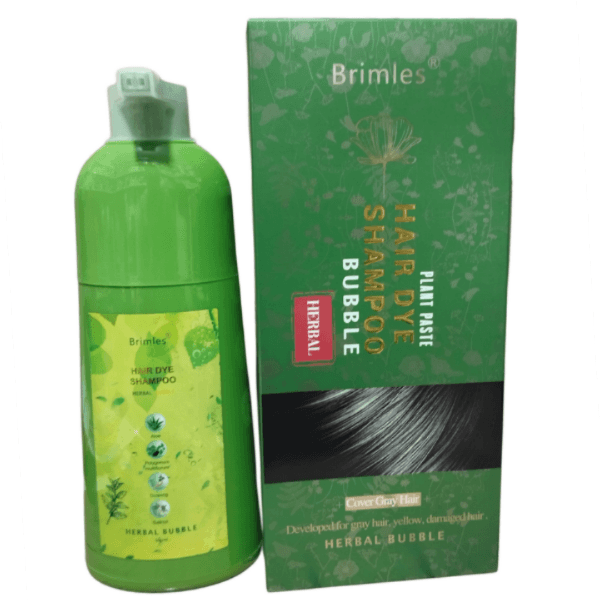 شامپو رنگ مو گیاهی مشکی بریملس brimles حجم 500 میل