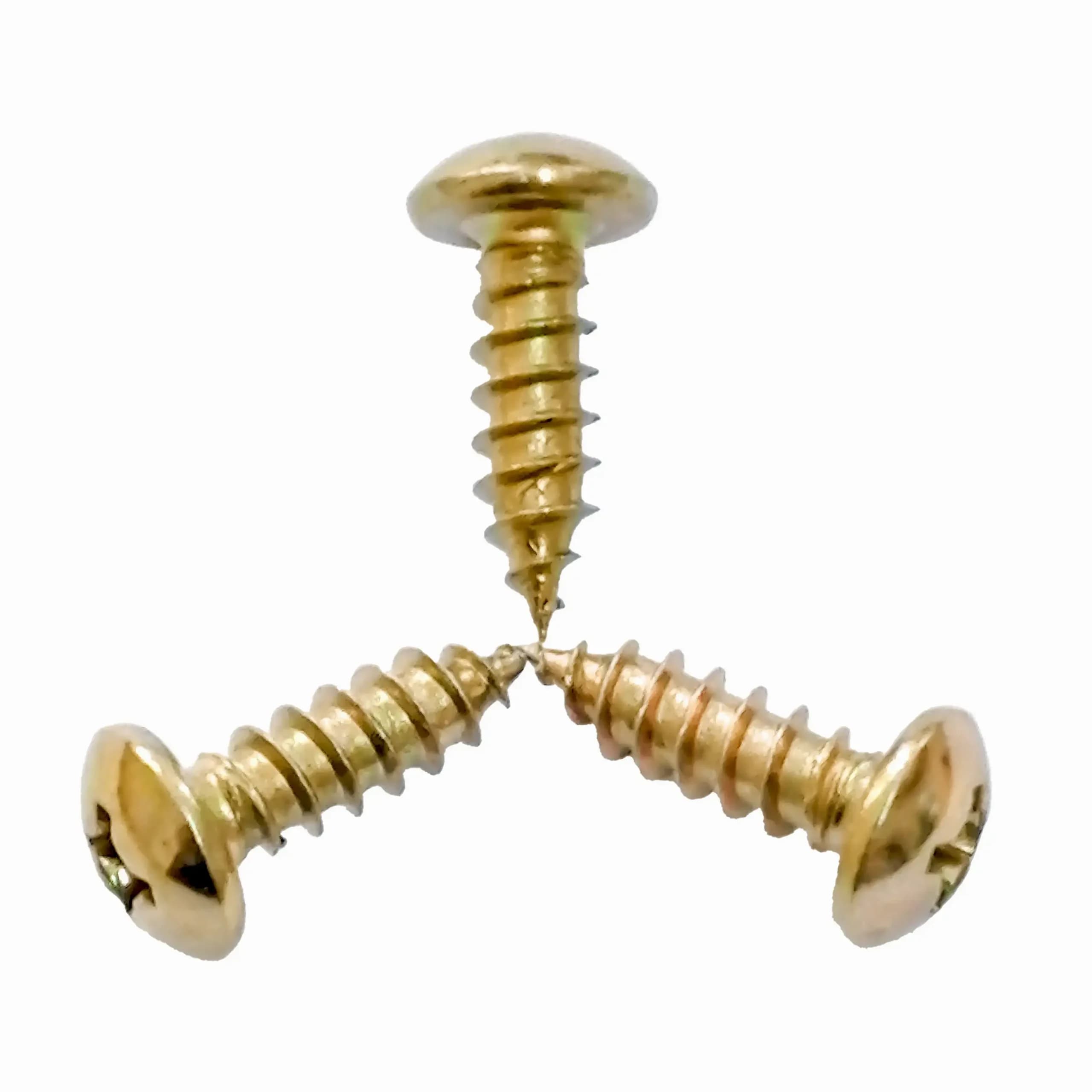 پیچ خودکار قارچی 3mm طول 12mm چهارسو نوک تیز | رنگ: طلایی — تصویر ۴