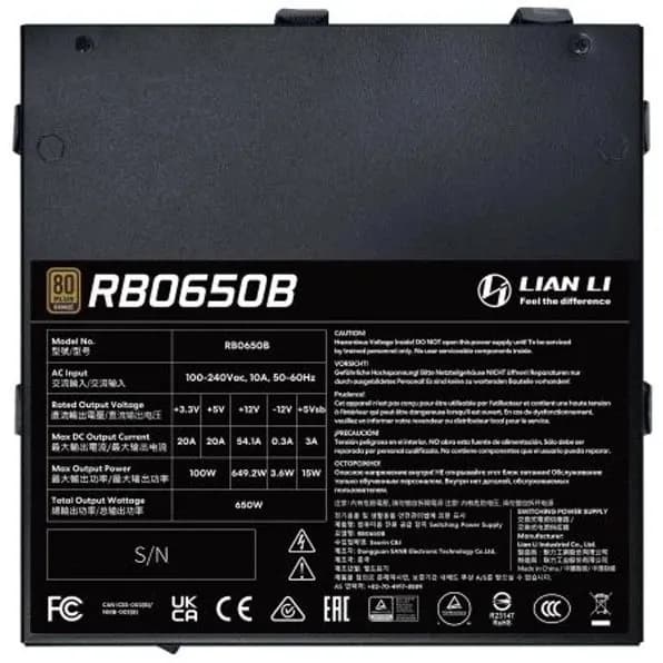 پاور کامپیوتر لیان لی مدل RB650 ظرفیت ۶۵۰ وات غیر ماژولار 80 PLUS Bronze — تصویر ۶