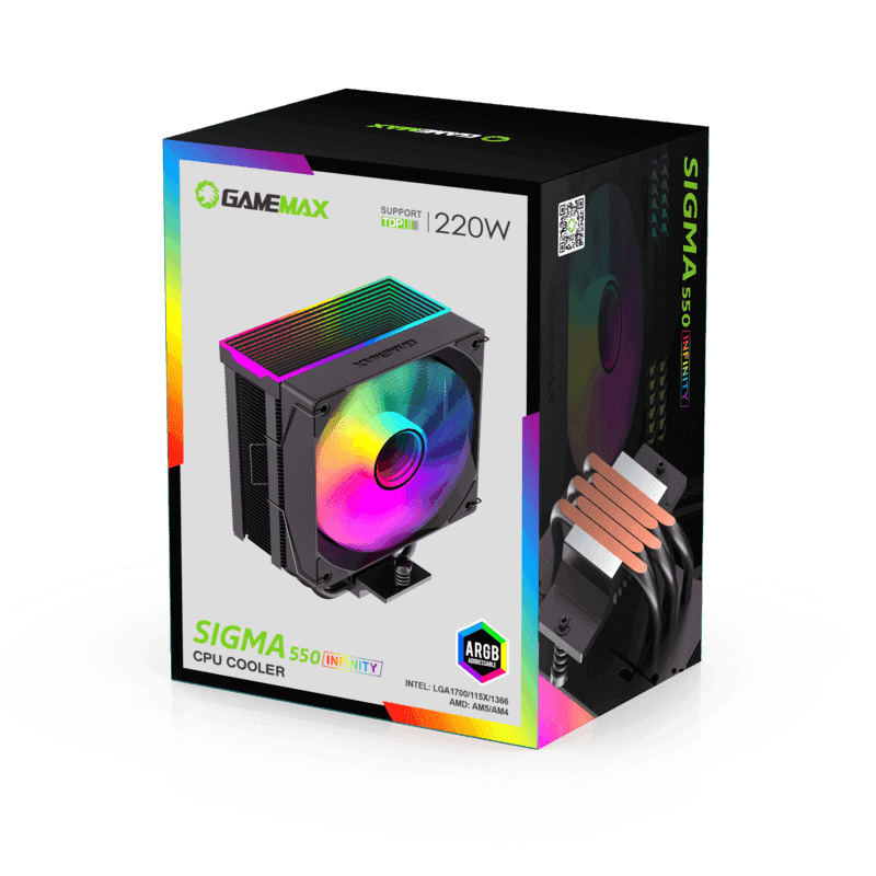 خنک کننده پردازنده گیم مکس مدل Sigma 550 Infinity مشکی — تصویر ۵