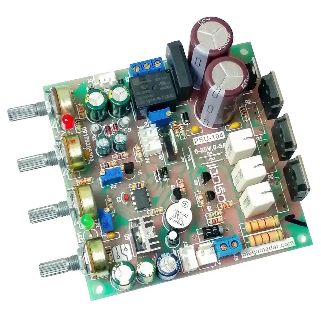 برد کامل منبع تغذیه متغیر 35 ولت 5 آمپر مدل PSU-104 — تصویر ۲