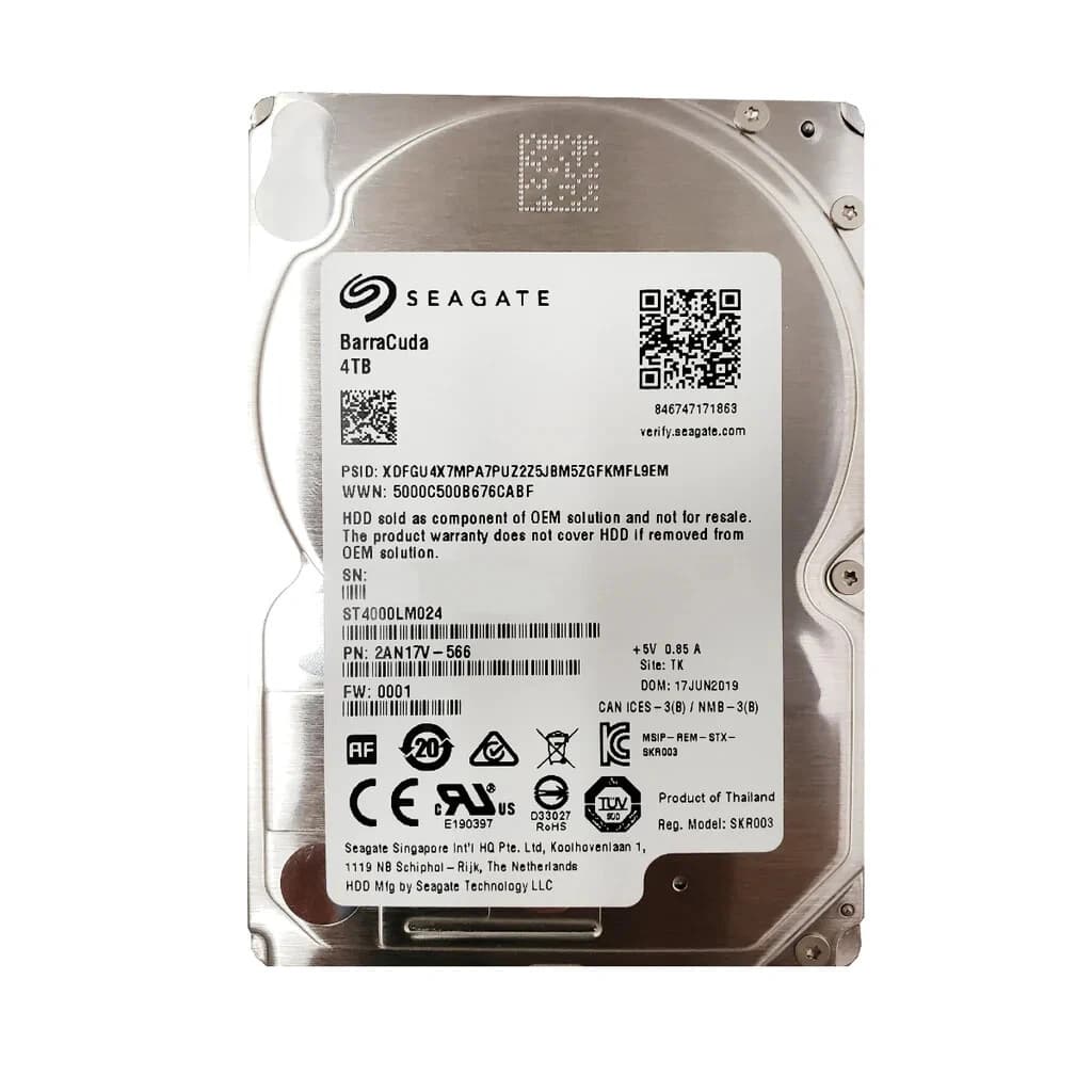 هارد دیسک اینترنال لپتاپ Seagate BarraCuda 4TB مدل ST4000LM024 ظرفیت 4 ترابایت، SATA 6Gb/s، سرعت 5400RPM، حافظه کش 128MB، فرمفاکتور 2.5 اینچ