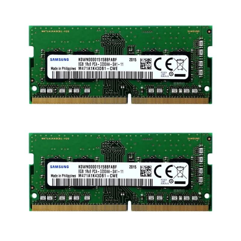 رم لپ‌تاپ (2×8) 16 گیگابایت DDR4 سامسونگ مدل PC4-2666V با تایمینگ 2666 مگاهرتز و ماژول SO-DIMM تک کاناله
