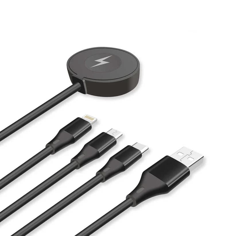 کابل شارژ 4 در 1 Go Des GD-UC561 | کابل چندکاره Type-C، Lightning، Micro USB و شارژر ساعت هوشمند — تصویر ۵