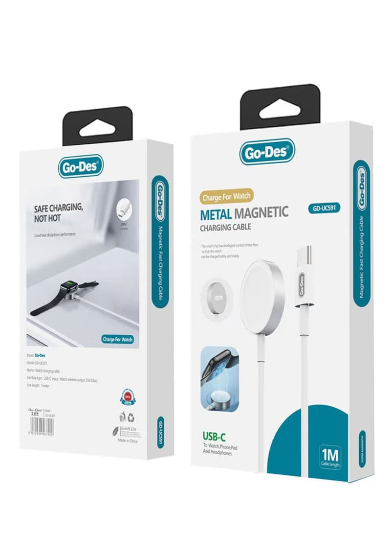 شارژر مغناطیسی اپل واچ Go-Des GD-UC591 | کابل شارژ بی‌سیم USB-C برای Apple Watch — تصویر ۶