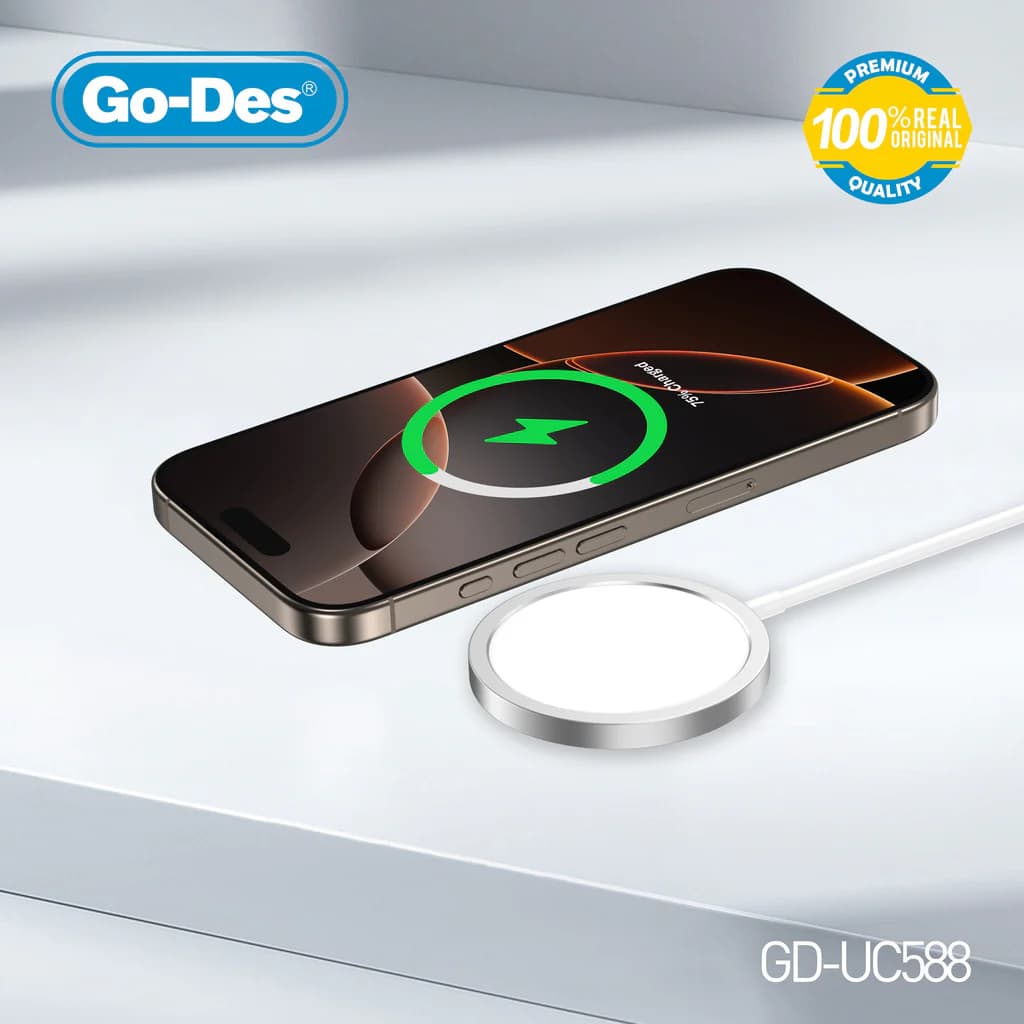 شارژر بی‌سیم مغناطیسی MagSafe Go-Des GD-UC588 | شارژر سریع 15 وات با درگاه USB-C — تصویر ۵