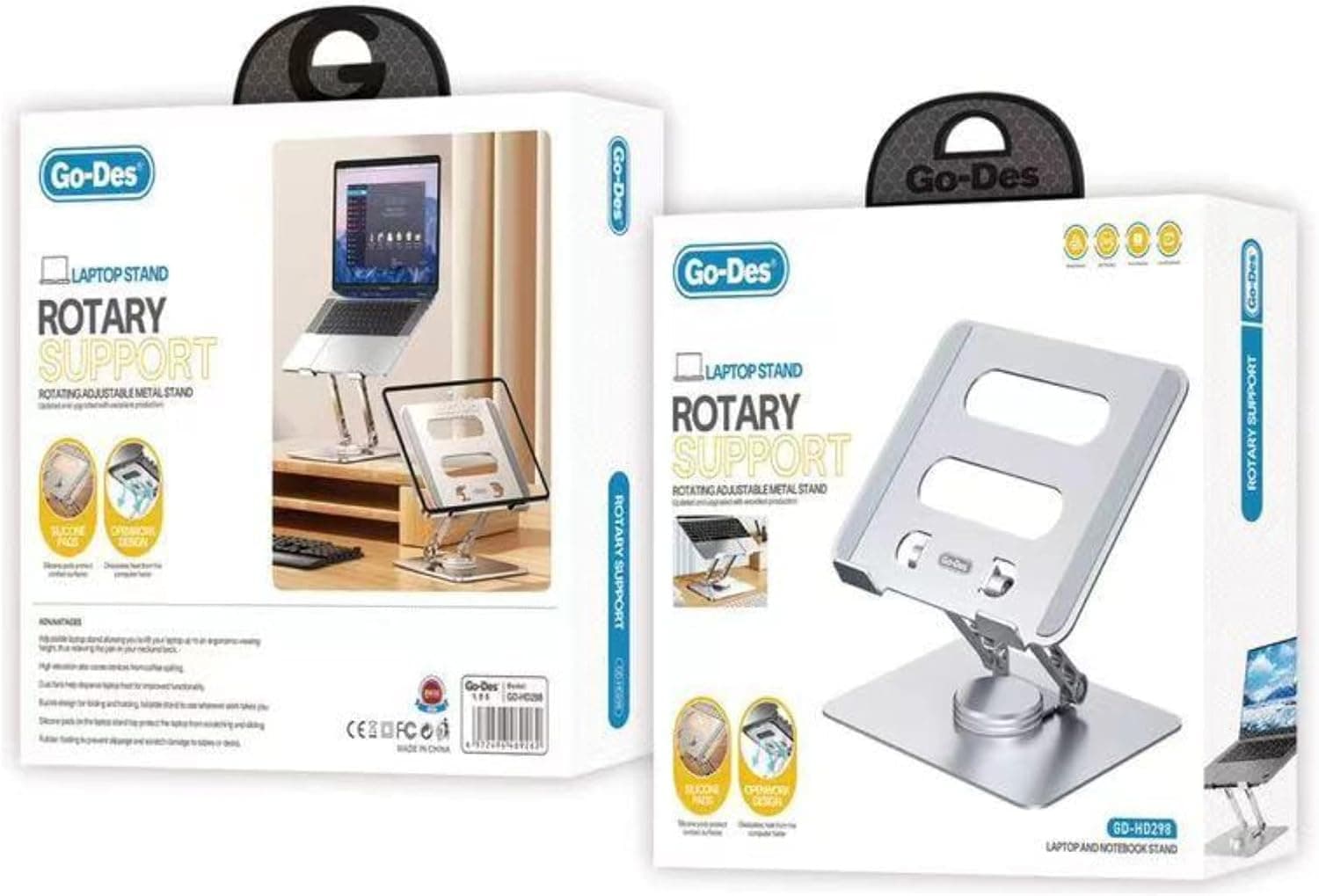 استند لپ تاپ و نوت بوک Go-Des GD-HD298 | پایه فلزی چرخان و ارگونومیک با قابلیت تنظیم ارتفاع — تصویر ۳