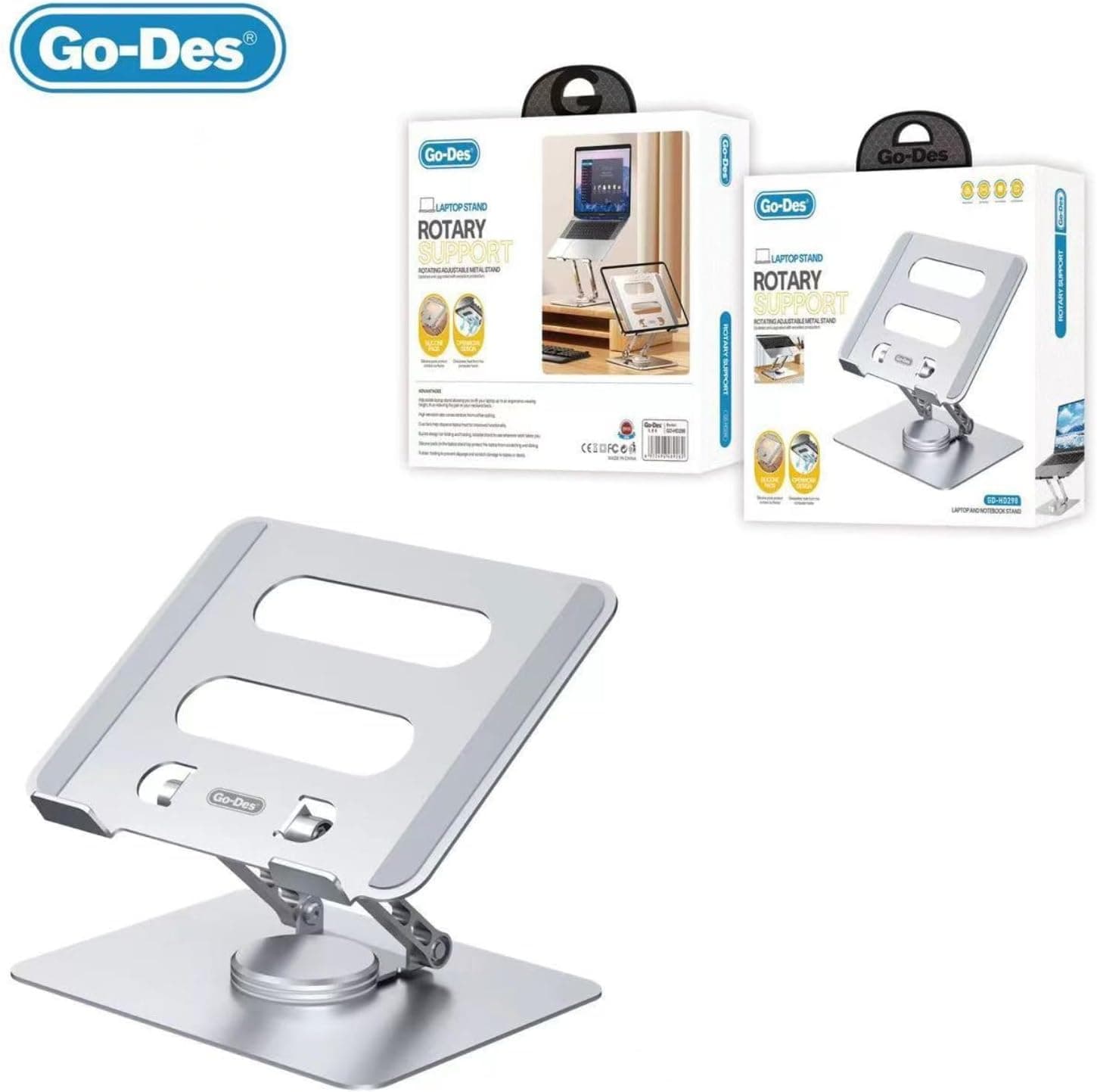استند لپ تاپ و نوت بوک Go-Des GD-HD298 | پایه فلزی چرخان و ارگونومیک با قابلیت تنظیم ارتفاع — تصویر ۵