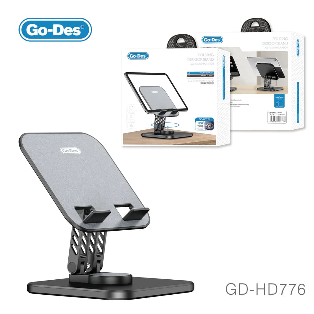 استند تبلت و آیپد Go-Des GD-HD776 با پایه چرخان 360 درجه | پایه رومیزی تاشو و قابل تنظیم — تصویر ۷