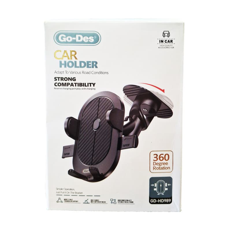 پایه نگهدارنده گوشی موبایل Go-Des GD-HD989 | هولدر خودرو 360 درجه با قفل اتوماتیک — تصویر ۳