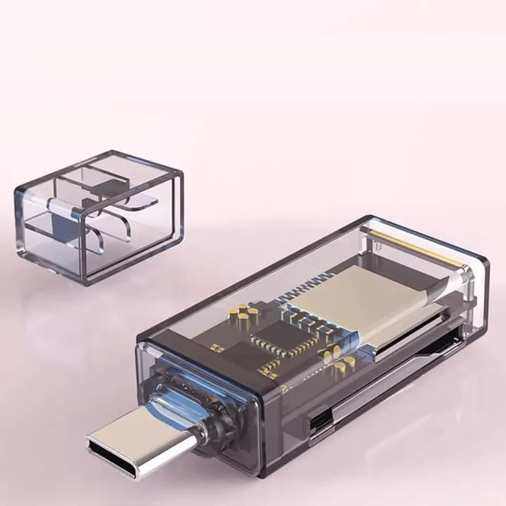 کارت خوان OTG تایپ C و USB گو-دس مدل Go-Des GD-DK002 | رم ریدر SD و TF با طراحی شفاف — تصویر ۵