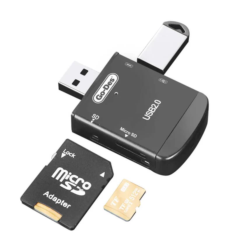 کارت خوان 4 در 1 گو-دس مدل Go-Des GD-DK109 | رم ریدر Type-C و USB با پشتیبانی از SD و MicroSD — تصویر ۲
