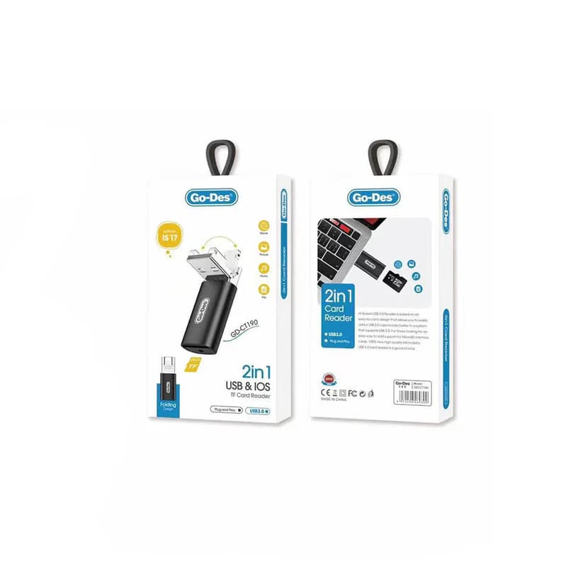 کارت‌خوان OTG دوکاره TF گو-دس مدل Go-Des GD-CT190 USB-A & Lightning Memory Card Reader — تصویر ۴