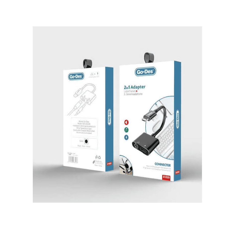 مبدل لایتنینگ 2 در 1 گو-دس مدل Go-Des GD-UC026 Lightning Audio & Charging Adapter — تصویر ۴
