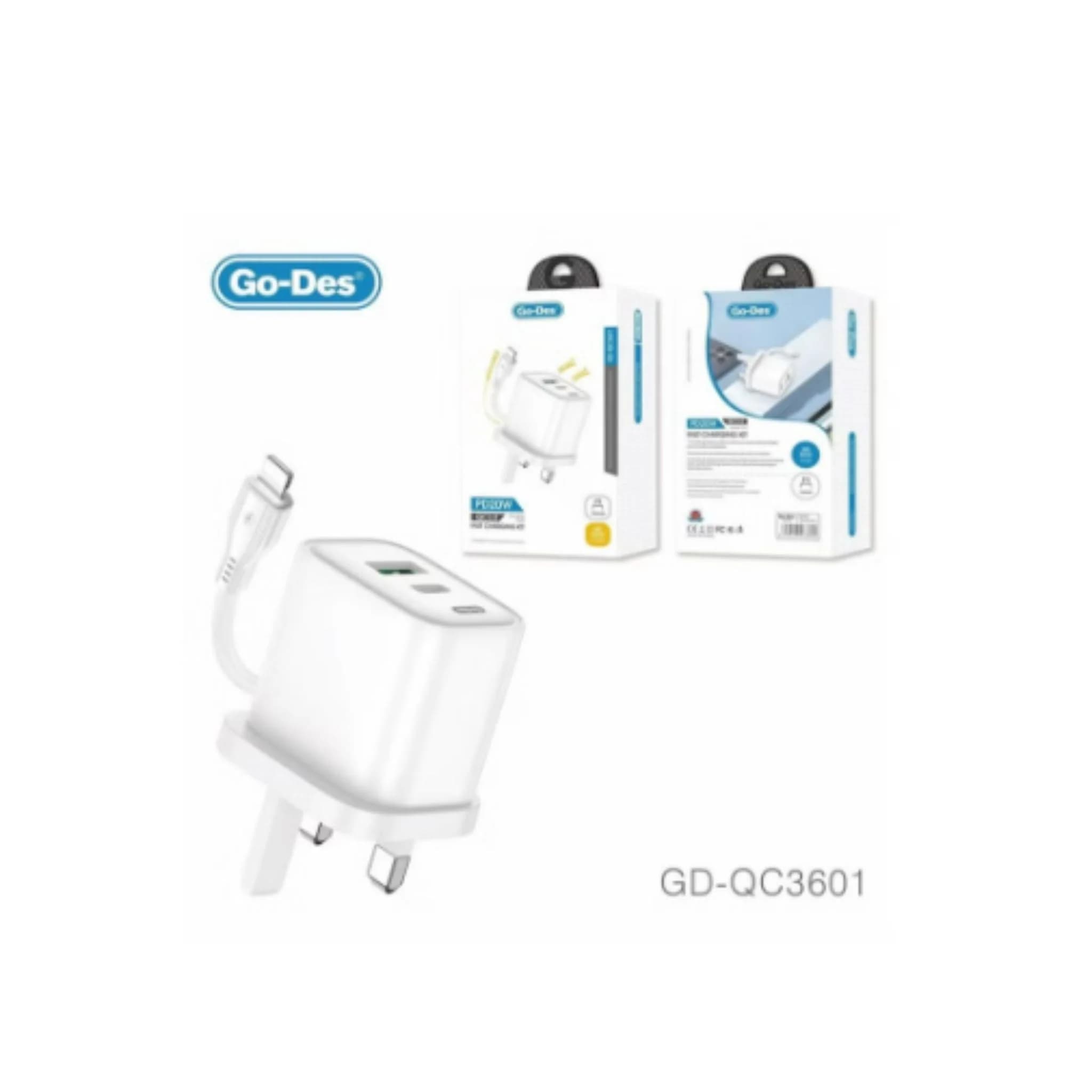 کیت شارژر فست شارژ گو-دس مدل Go Des GD-QC3601 PD20W QC3.0 به همراه کابل — تصویر ۷