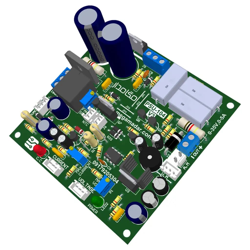 آموزش ساخت + سورس کامل مدار منبع تغذیه متغیر PSU-104-V3 حرفه ای (35 ولت 5 آمپر) — تصویر ۷