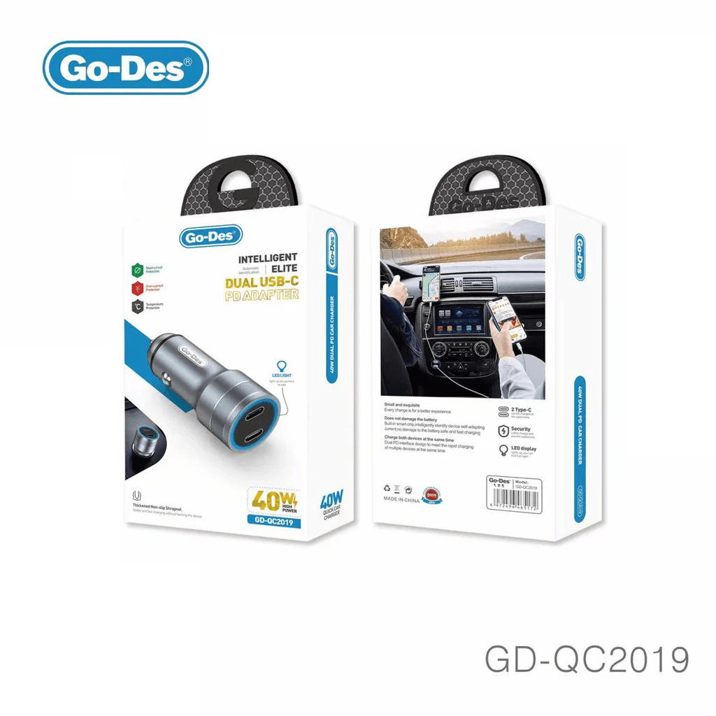 شارژر فندکی دو پورت Type-C گو-دس مدل Go-Des GD-QC2019 توان 40 وات PD Fast Charge — تصویر ۱۰
