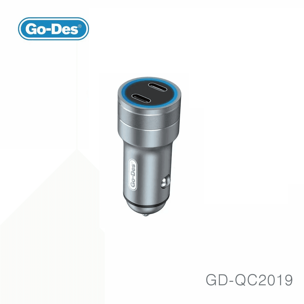 شارژر فندکی دو پورت Type-C گو-دس مدل Go-Des GD-QC2019 توان 40 وات PD Fast Charge