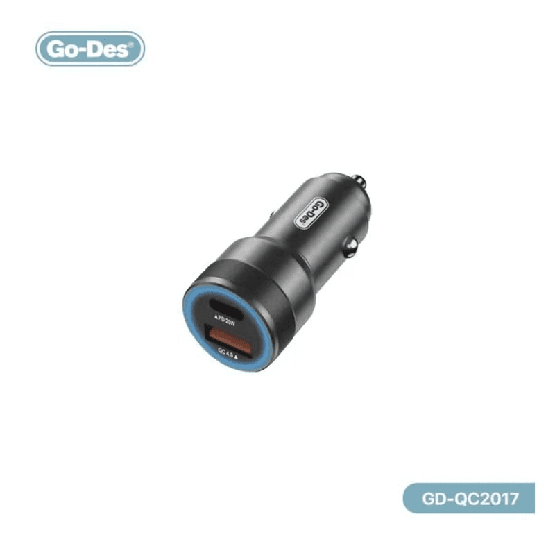 شارژر فندکی فست شارژ گودس مدل Go-Des GD-QC2017 توان 38 وات PD و QC3.0