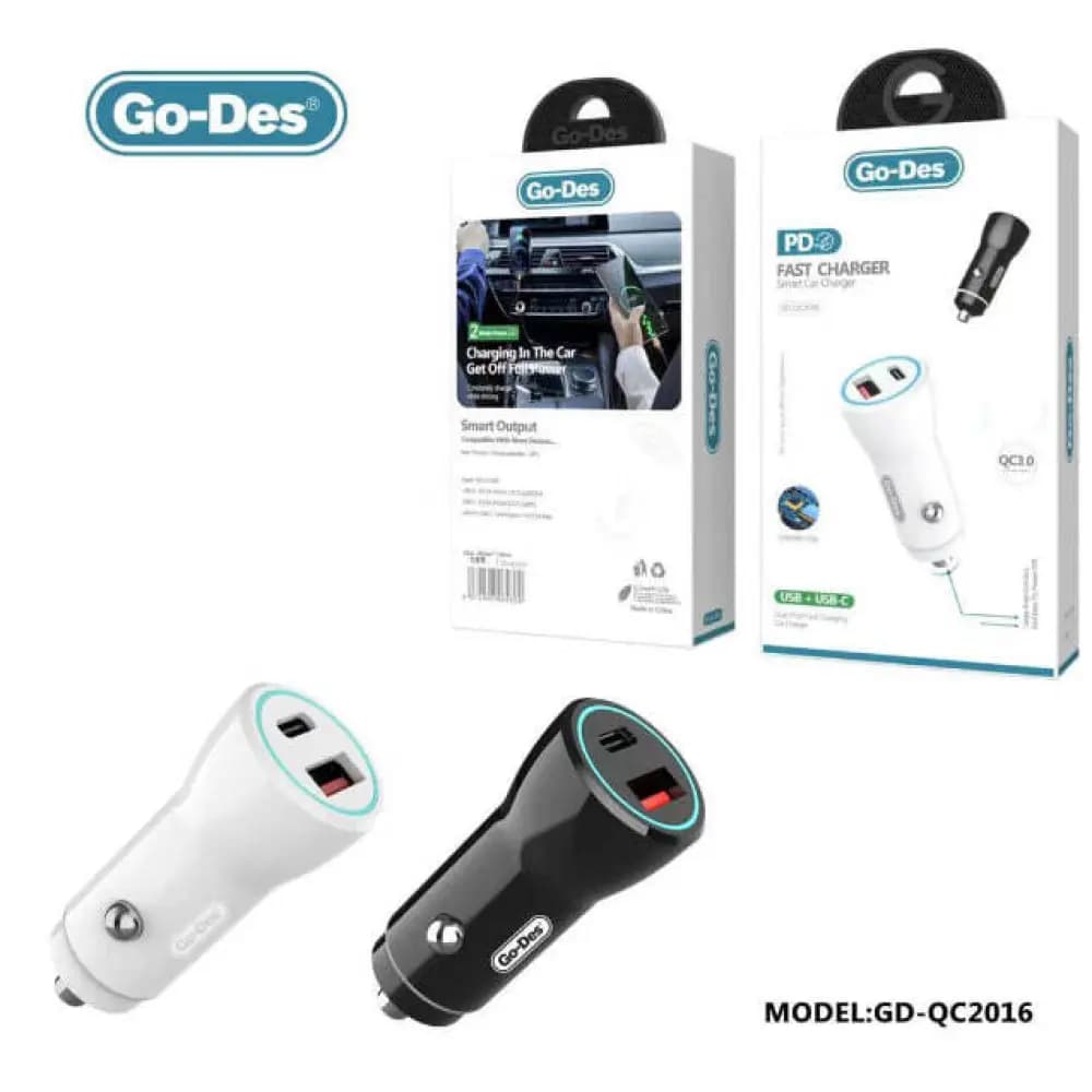 شارژر فندکی فست شارژ دو پورت گو-دس مدل Go Des GD-QC2016 PD 38W — تصویر ۷