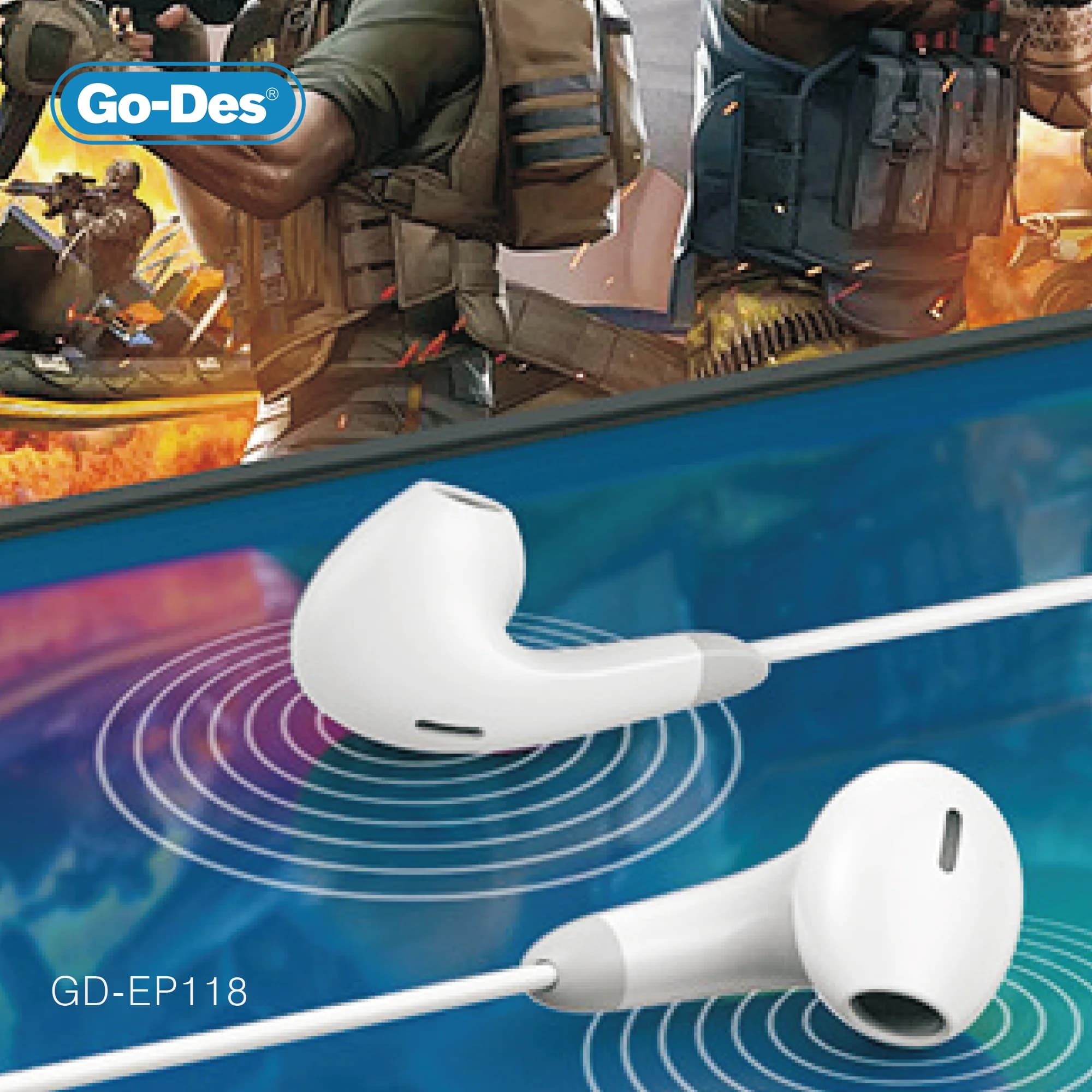 هدفون سیمی USB-C گو-دس مدل Go-Des GD-EP118 با میکروفون و حذف نویز — تصویر ۵