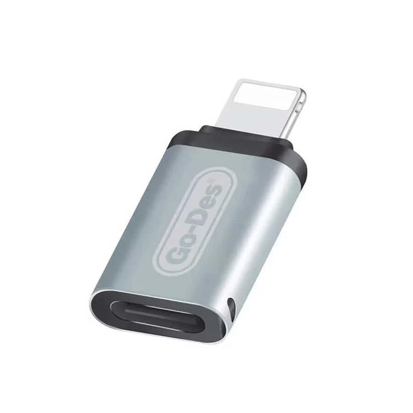 مبدل Go Des GD-CT027 تایپ‌سی به لایتنینگ با سرعت انتقال بالا | تبدیل Type-C به Lightning اورجینال