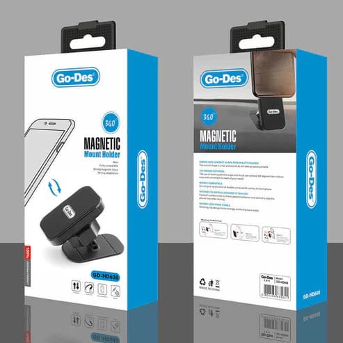 پایه نگهدارنده مغناطیسی گوشی Go Des مدل GD-HD608 مشکی | پایه آهنربایی خودرو با چسب قوی و چرخش 360 درجه — تصویر ۳